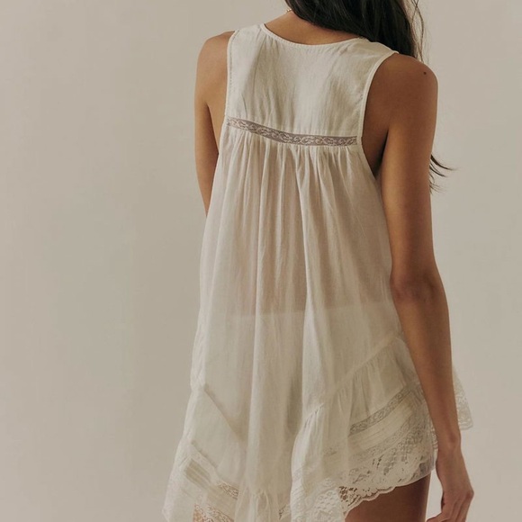 Free People Coretta Tunic Cream White Sheer Lace Trimmed Top Small NWT - Picture 12 of 16